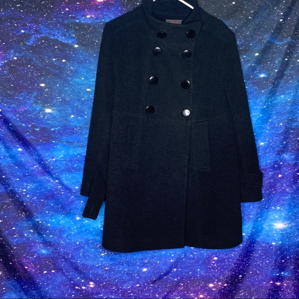 Just Sweet-Gray Double Breasted Wool Blend Coat Xl